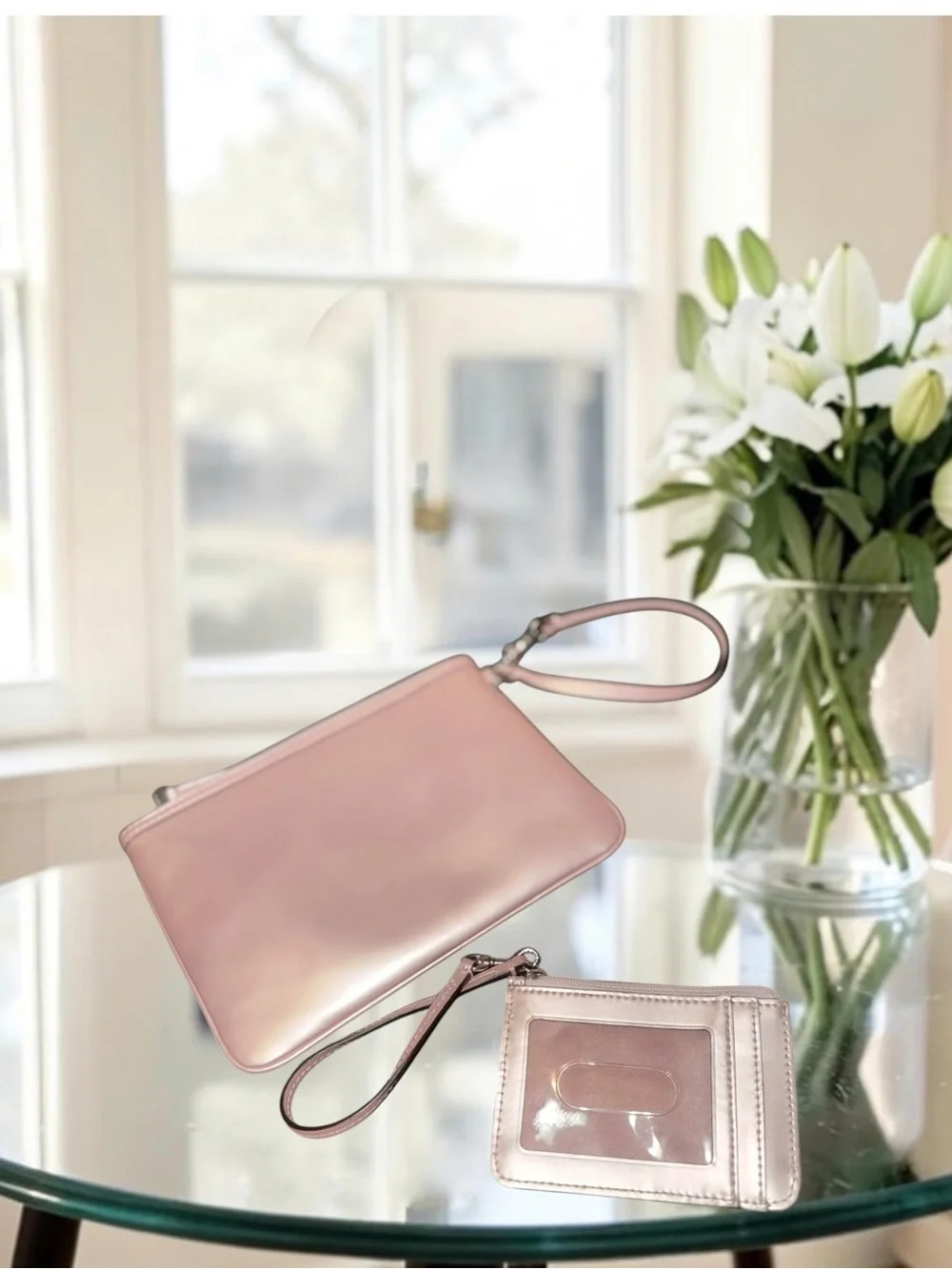 4 piece Coach Market Tote 3-Piece Set - Pearly Pink Laser Cut Perforated Leather - Picture 7 of 16
